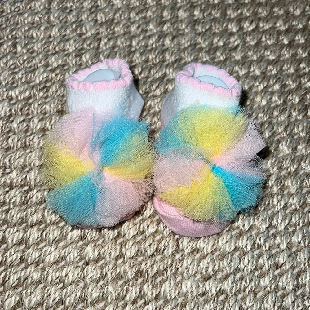 Cheerleading Rainbow Baby Tulle Flower Socks & Headband